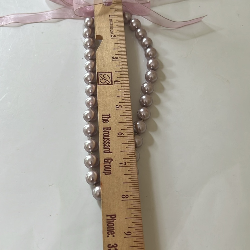 šPink Pearl Necklace with Ribbon - Picture 5 of 5